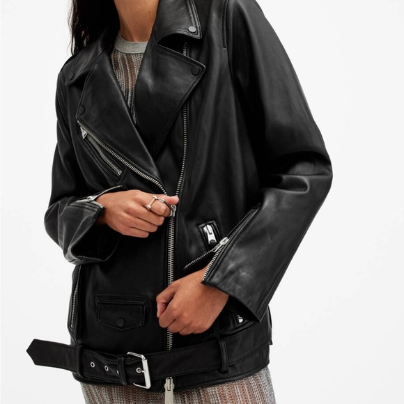 All Saints Billie Leather Biker Jacket - Picture 3 of 13